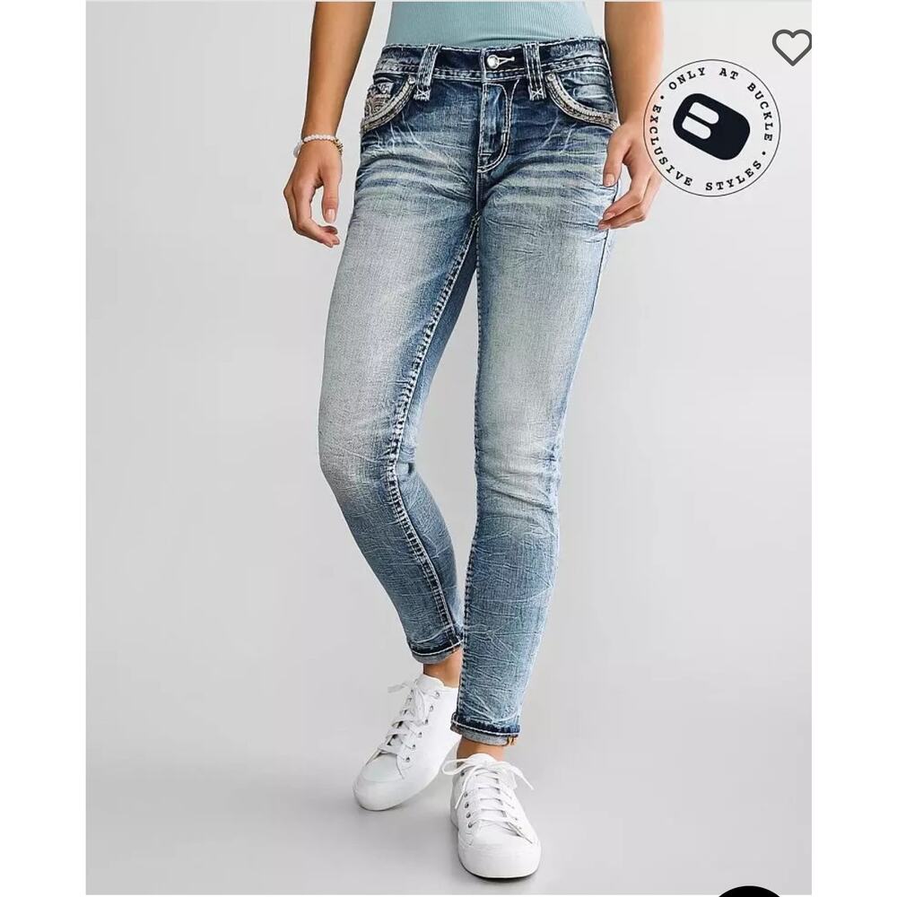 Rock Revival Womens Dellah Mid-rise Ankle Skinny Jeans 31x26.5